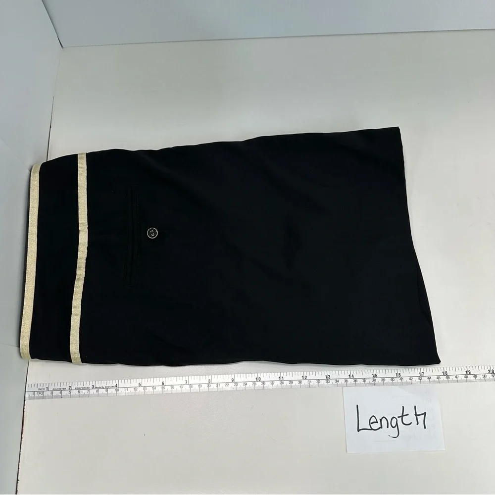 LADY HAGEN Golf Skort Size 10 Black Gold Metallic Trim 3 Pockets Side Zip - Picture 8 of 11